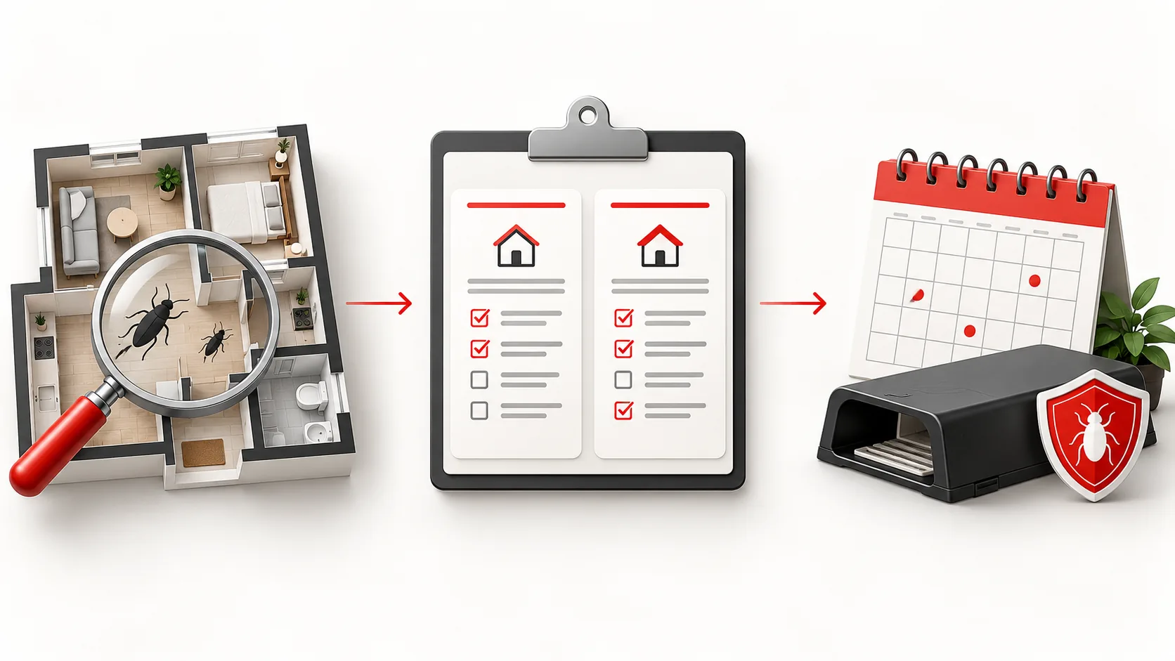 Illustrated inspection, written pest control proposal and follow-up checklist